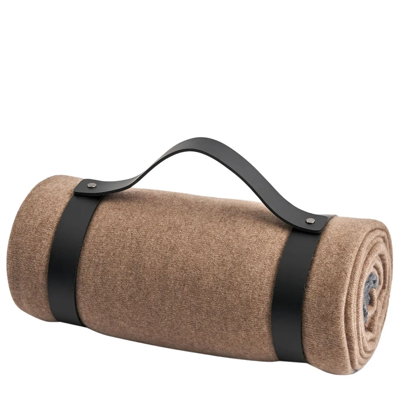 Set da 2 pezzi di coperta tortora e cintura in pelle nera