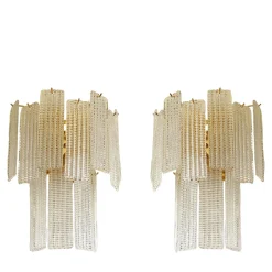 Set di 2 applique da parete in vetro listelli trasparente