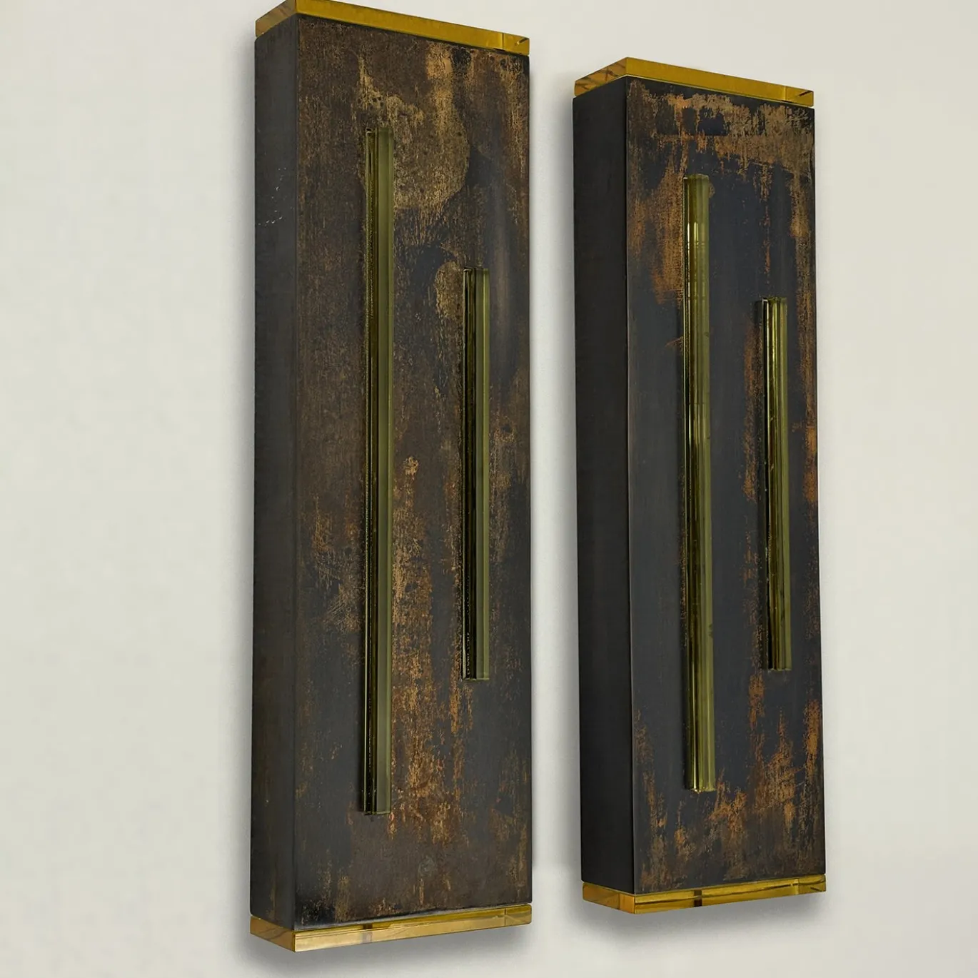 Set di 2 Appliques da Parete Lama di Luce in Bronzo