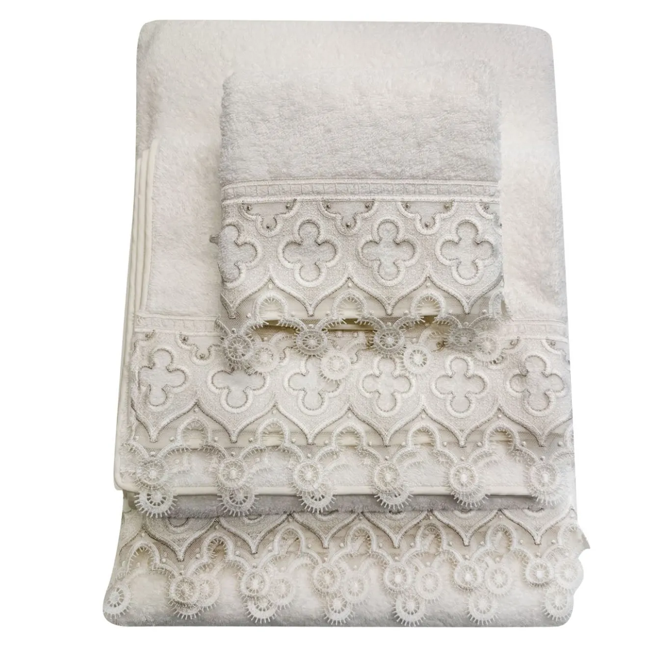 Set di 3 asciugamani da bagno Ducale in cotone avorio