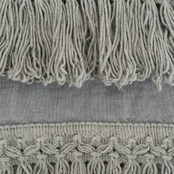 Set di 2 asciugamani in lino blu chiaro con lunghe frange