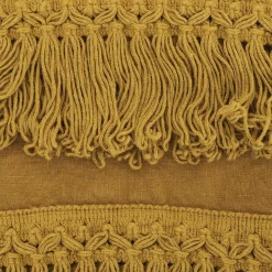 Set di 2 asciugamani in lino senape con lunghe frange