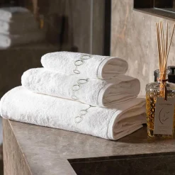 Set di asciugamani ricamati Recoleta in Cotone Spugna Bianco