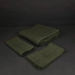 Set di biancheria da letto Deep Forest Green in puro lino