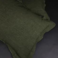 Set di biancheria da letto Deep Forest Green in puro lino