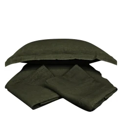 Set di biancheria da letto Deep Forest Green in puro lino