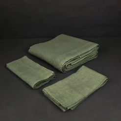 Set di biancheria da letto Forest Green in lino puro