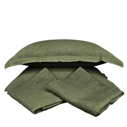 Set di biancheria da letto Forest Green in lino puro