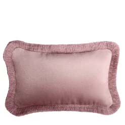 Set di 2 Cuscini Micro The Gift di Velluto Rosa con Frange