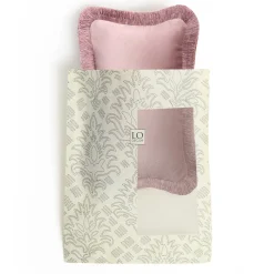 Set di 2 Cuscini Micro The Gift di Velluto Rosa con Frange