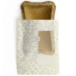 Set di 2 Cuscini Micro The Gift in Velluto Senape con Frange