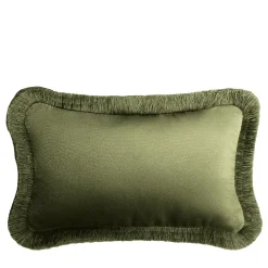 Set di 2 Cuscini Micro The Gift in velluto verde con frange