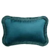 Set di 2 Cuscini Micro The Gift in Velluto Blu con Frange