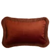 Set di 2 Cuscini Micro The Gift in Velluto Mattone con Frange