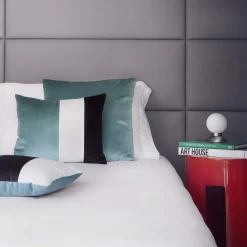 Set di 2 Cuscini Ottici Tripli in Verde Teal