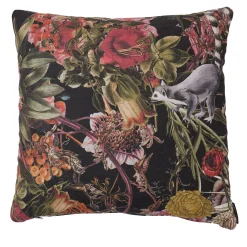Set di 2 Cuscini Quadrati in Tessuto con Motivo Foglie, Fiori e Animali