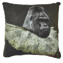 Set di 2 Cuscini Quadrati in Tessuto con Design Antropomorfo Gorilla