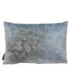 Set di 2 Cuscini Rettangolari in Velluto Azzurro Chiaro con Motivo Fiori