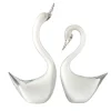 Set di Due Cigni Cynus in Vetro di Murano Bianco
