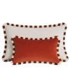 Set di due cuscini Happy bicolore bianchi e rossi con frange