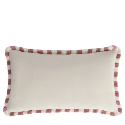 Set di due cuscini Happy bicolore bianchi e rosa con frange