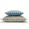 Set di due Cuscini Happy Bicolore Bianco e Azzurro con frange