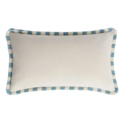 Set di due Cuscini Happy Bicolore Bianco e Azzurro con frange