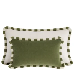 Set di Due Cuscini Happy Bicolor Bianchi e Verdi con Frange