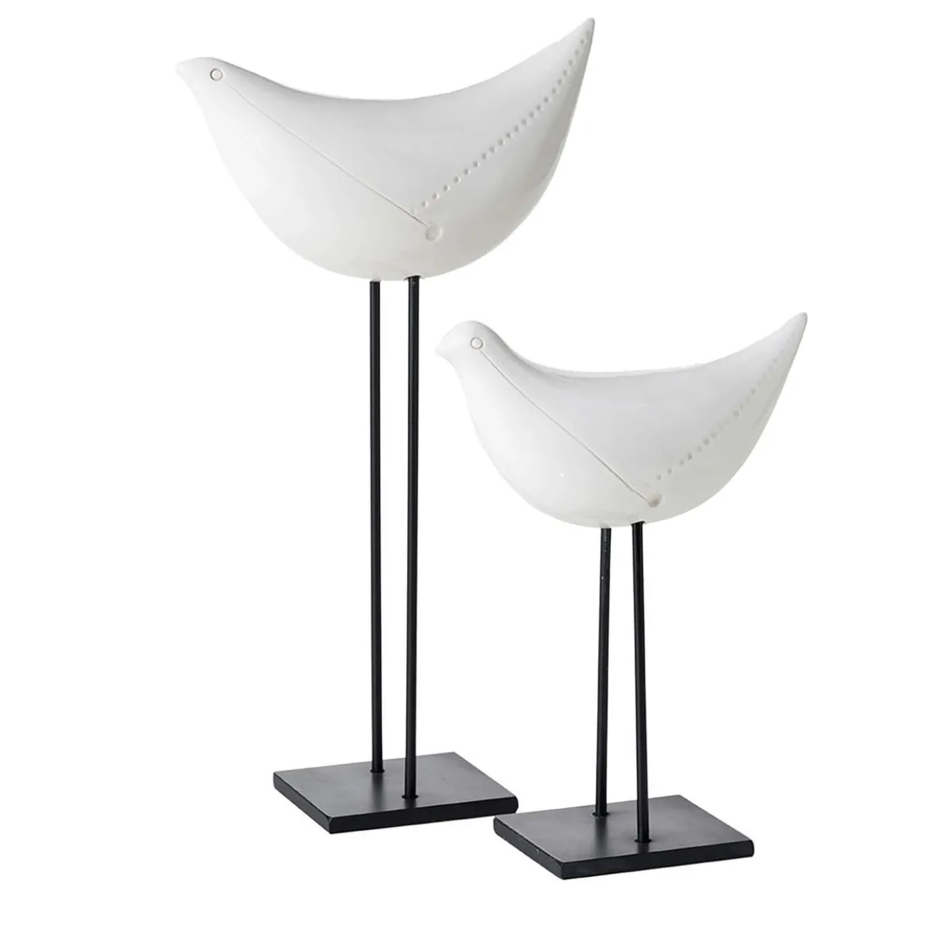 Set di Due Figurine Coppia di Uccelli in Ceramica Bianca di Aldo Londi