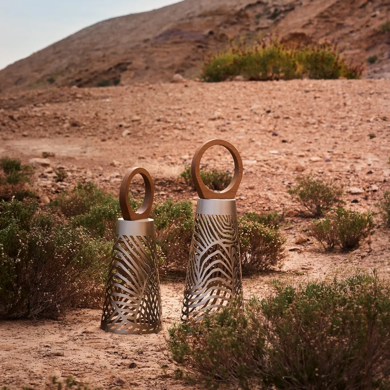 Set di due lanterne Noora Champagne di Lorenza Bozzoli