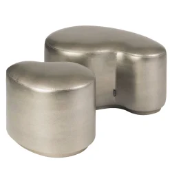 Set di due poggiapiedi Lawrence in tessuto Shagreen