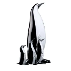 Set di 4 Figurine Pinguino in Vetro di Murano Nero