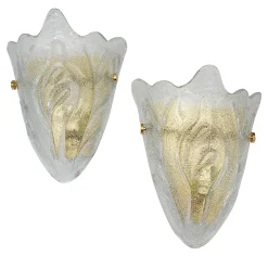Set di 2 lampade da parete in vetro di Murano