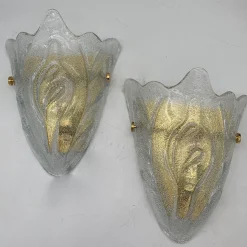 Set di 2 lampade da parete in vetro di Murano