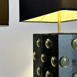 Set di 2 Lampade da tavolo Occhi Gialli in vetro nero