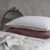 Set di lino naturale Summer Bed con profili rosa vintage