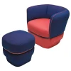 Set di poltrona e pouf Chemise rosso e blu di Studio LI_DO