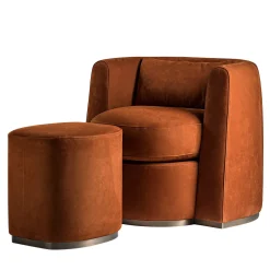Set di poltrona Silvana e pouf Gino di Simone Ciarmoli e Miguel Queda