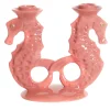 Set di 2 portacandele in ceramica a forma di cavalluccio marino rosa