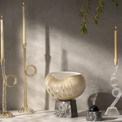 Set di 2 portacandele Knot in vetro di Murano Champagne