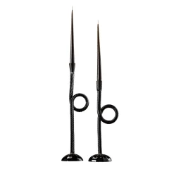 Set di 2 portacandele Knot in vetro di Murano nero