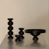 Set di 4 portacandele Maxi e Mini nero lucido