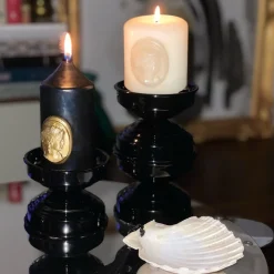 Set di 4 portacandele Maxi e Mini nero lucido