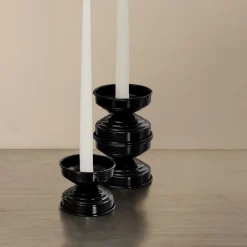 Set di 4 portacandele Maxi e Mini nero lucido