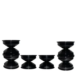 Set di 4 portacandele Maxi e Mini nero lucido