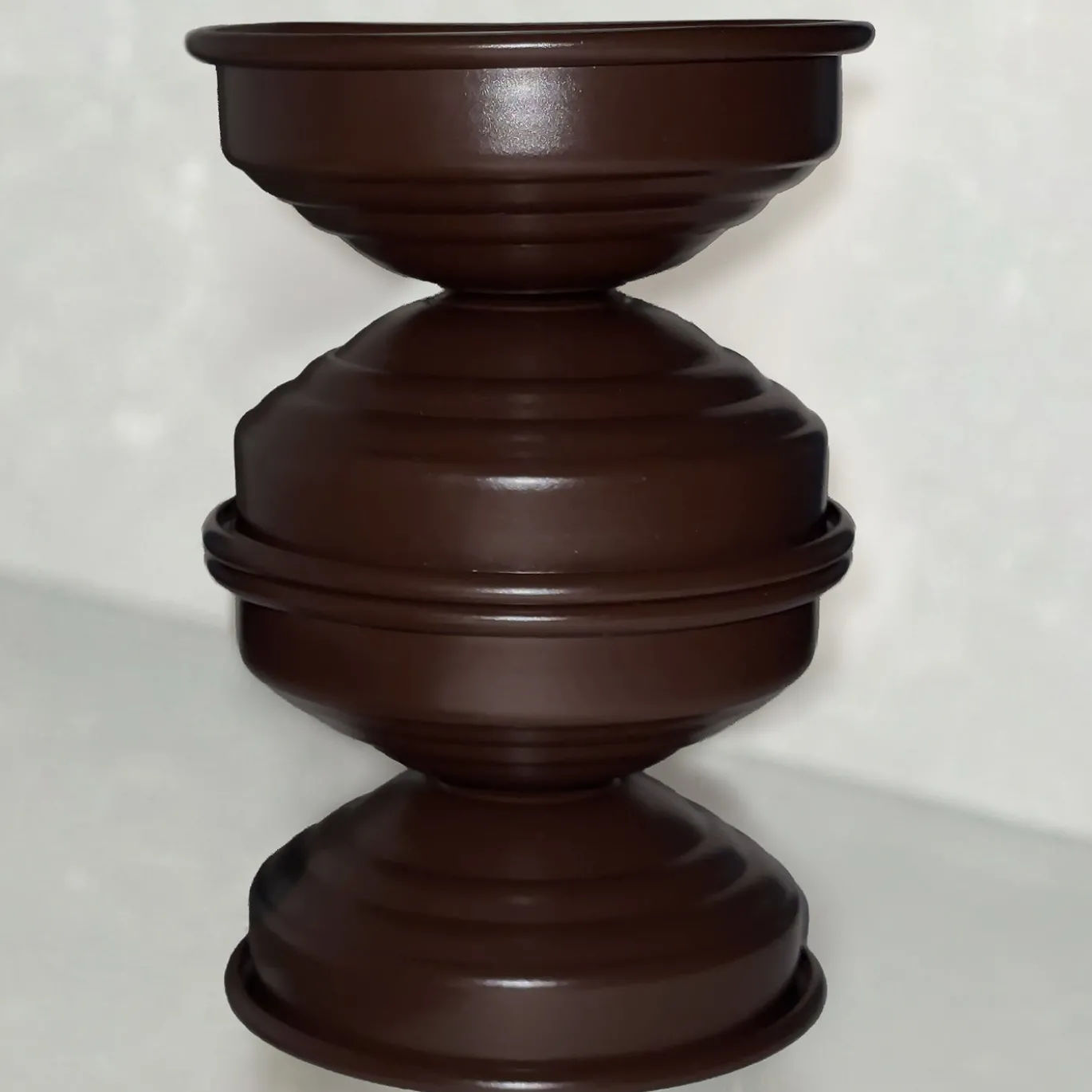 Set di 4 portacandele Maxi e Mini marrone cioccolato opaco
