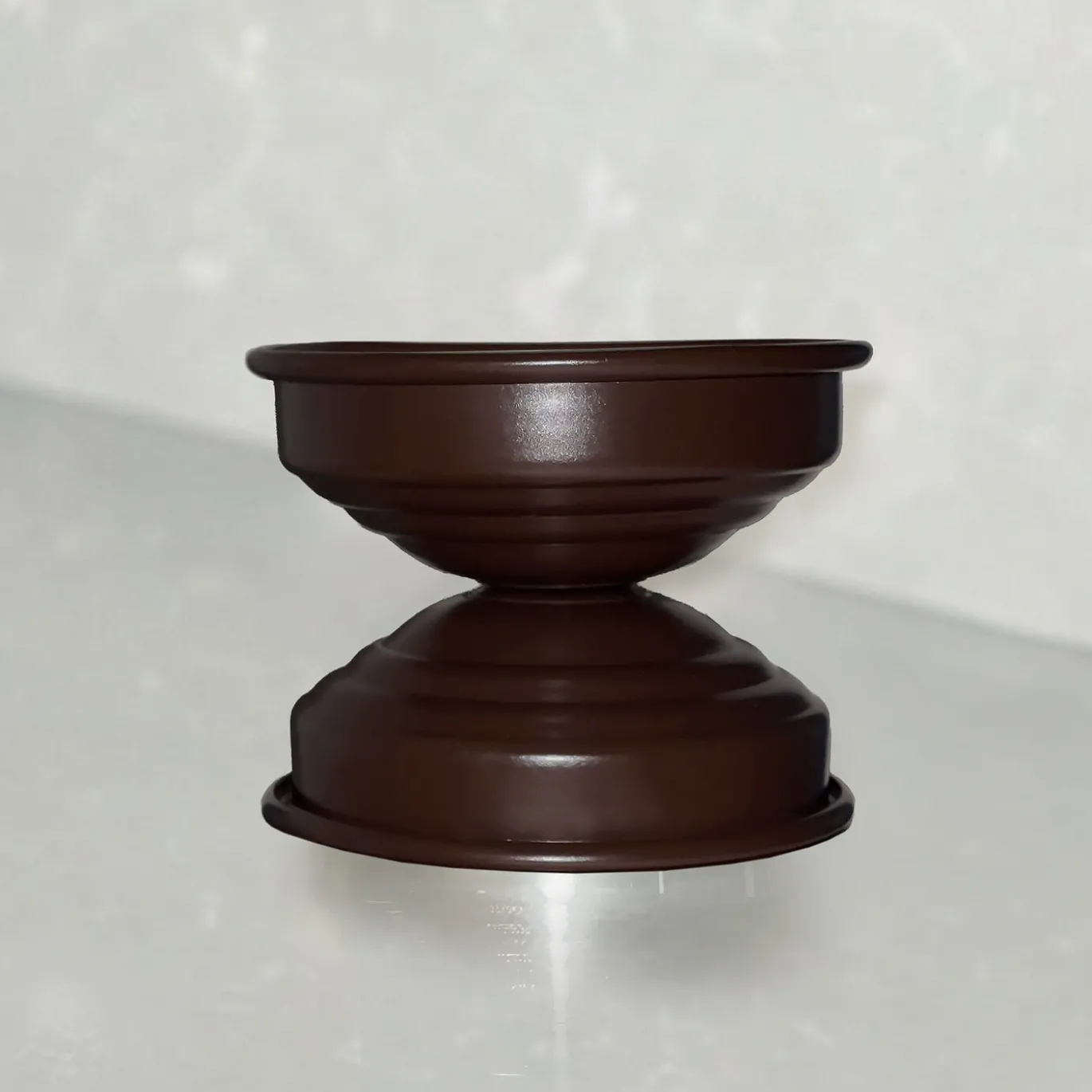 Set di 4 portacandele Maxi e Mini marrone cioccolato opaco