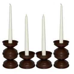 Set di 4 portacandele Maxi e Mini marrone cioccolato opaco