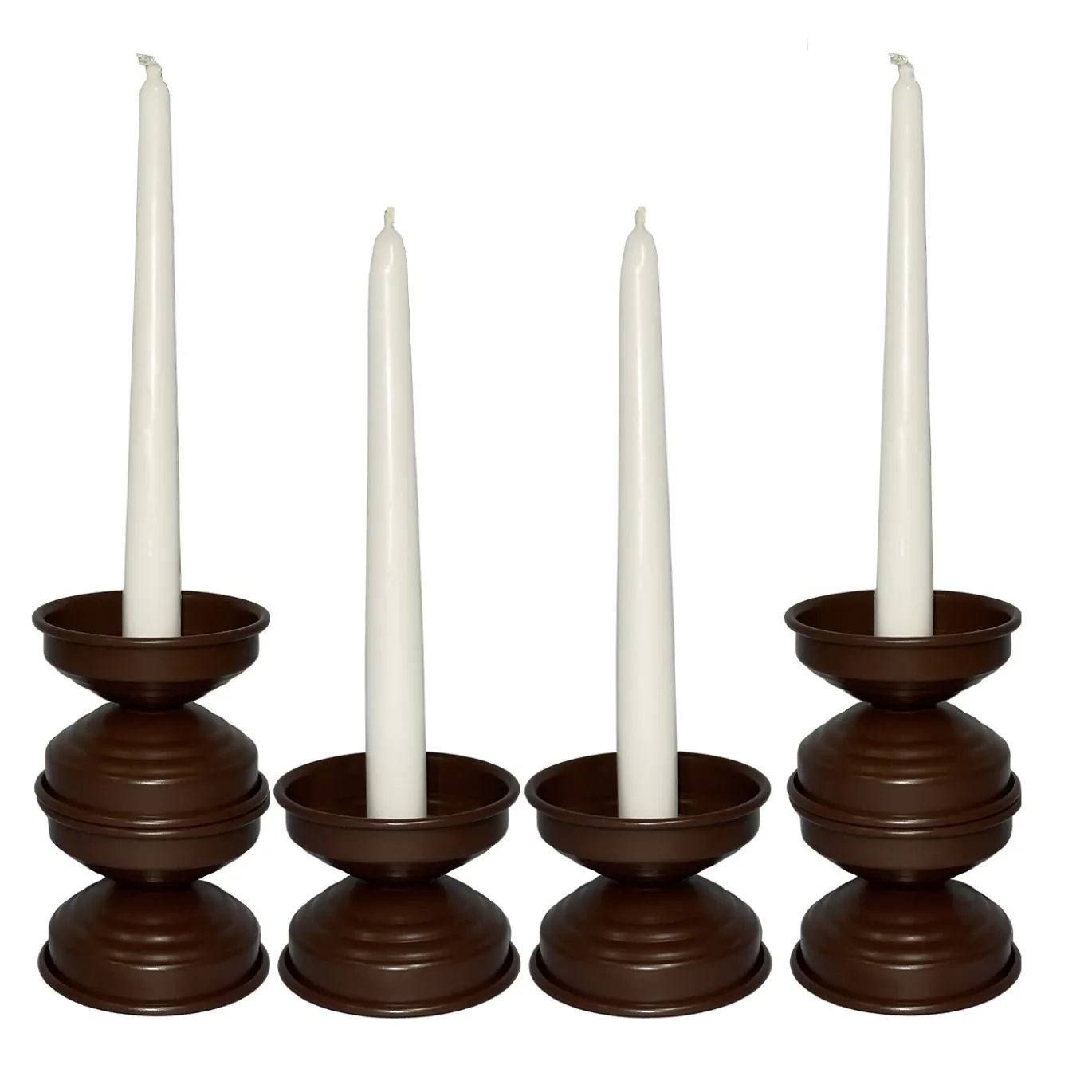 Set di 4 portacandele Maxi e Mini marrone cioccolato opaco