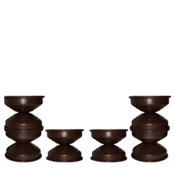 Set di 4 portacandele Maxi e Mini marrone cioccolato opaco